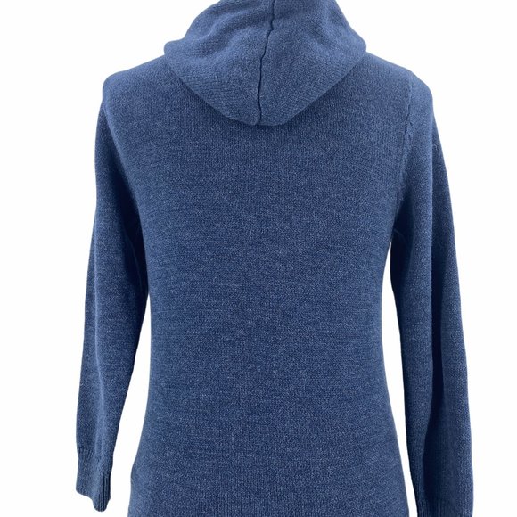 H&M LOGG Men's Navy Blue Thick Warm Knitted Hoodie - Picture 4 of 5